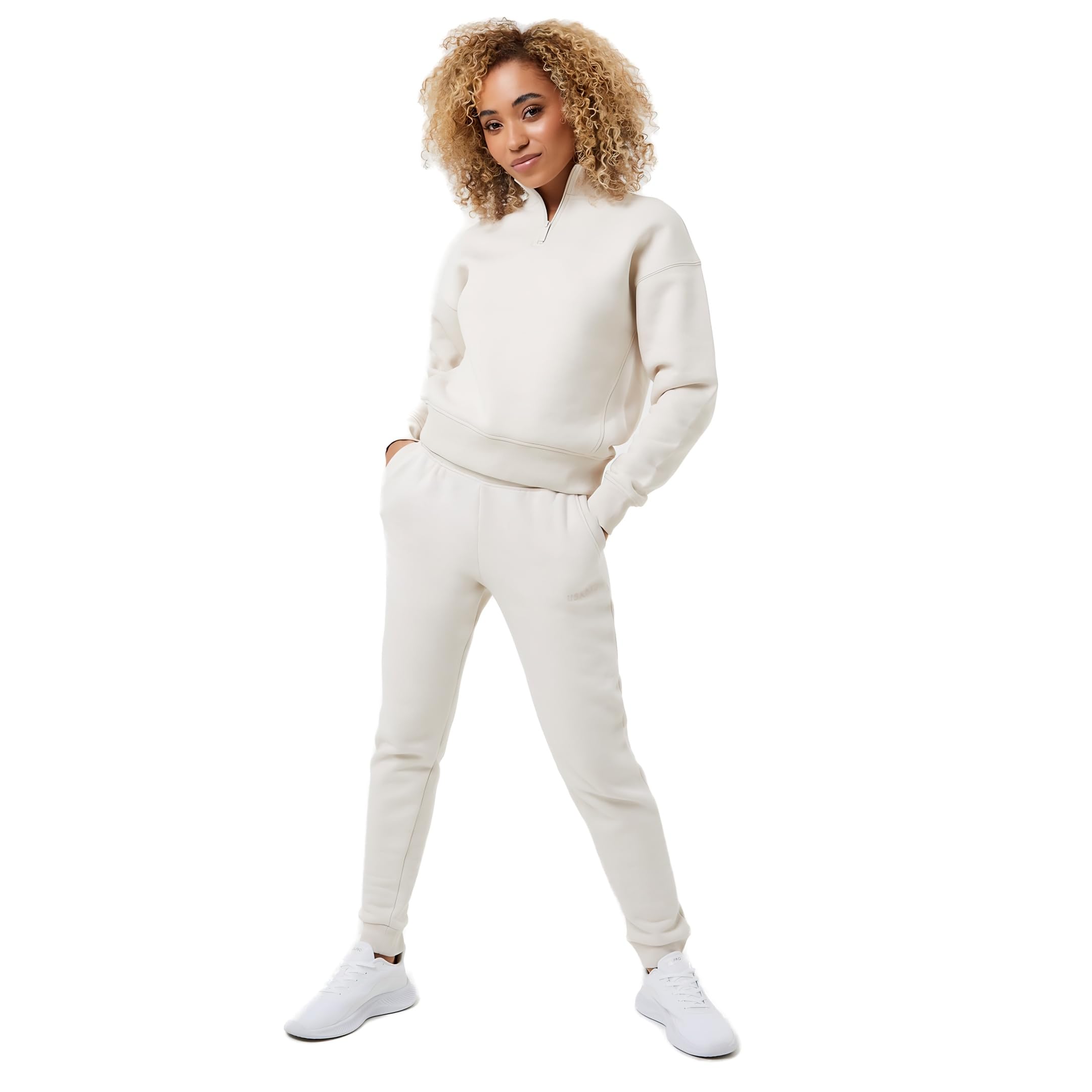 USA Pro Womens Quarter Zip Top Cream S