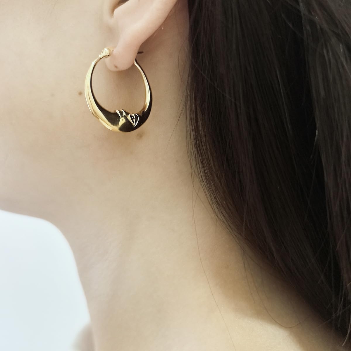 Crescent Moon Hoop Earrings for Women Stainless Steel Abstract Portrait Face Huggie Hoops Dangle Drop Earring Click-Top Fashion Jewelry Birthday - Image 3