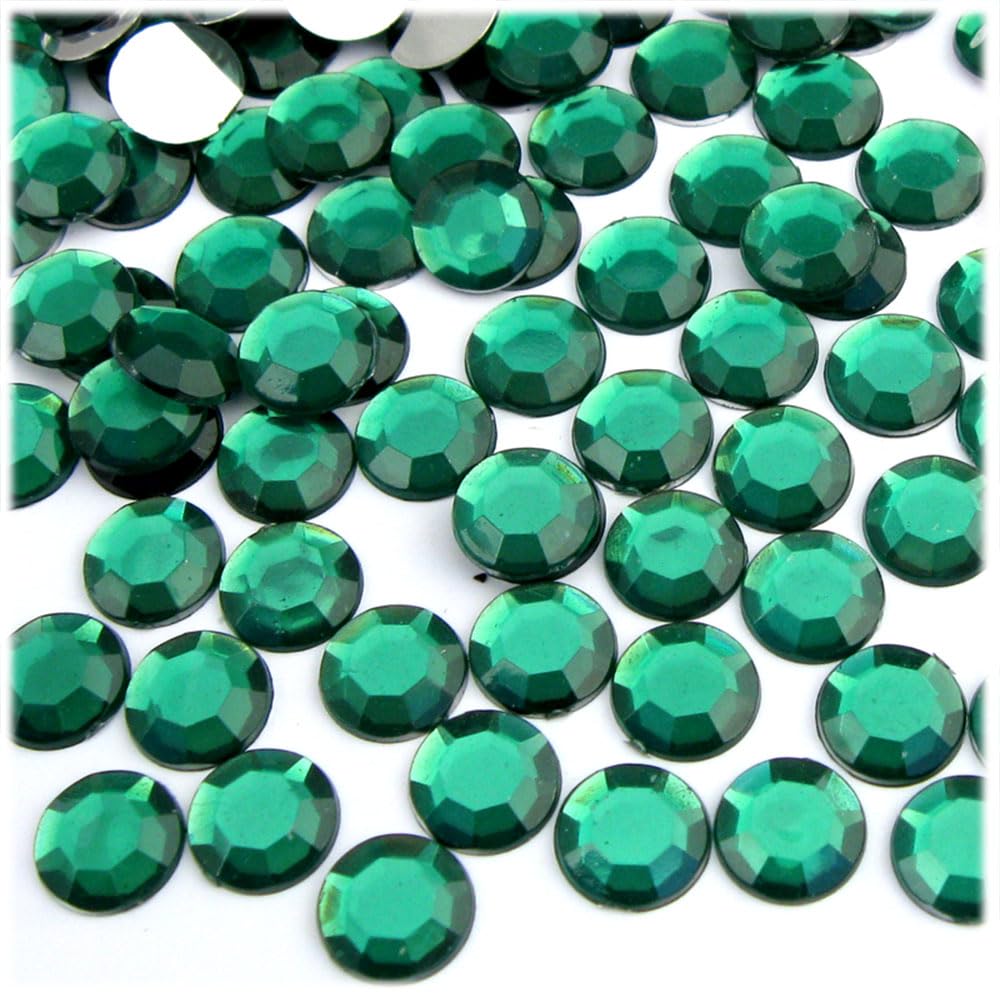 The Crafts Outlet 144pc Rhinestones Round 10mm - Flatback Emerald Green