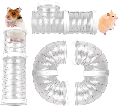8 PCS Hamster Tube Set, Hamster Toy Set DIY Clear Pet Cage Tunnel Small Animal External Accessories Adventure Tube Syrian Rat Mouse White
