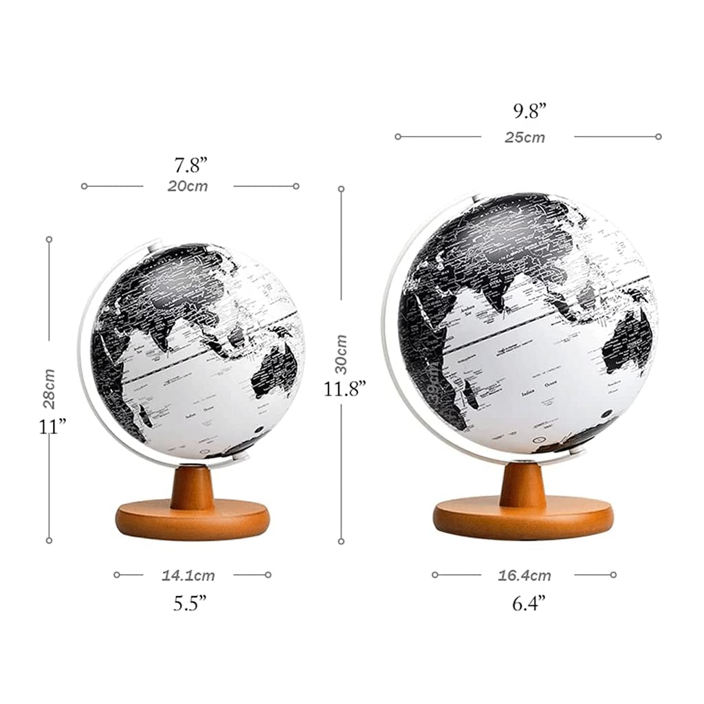 Globo terrestre, Globo Illuminato Nero Da 25 Cm/10 Pollici Con Supporto In Legno