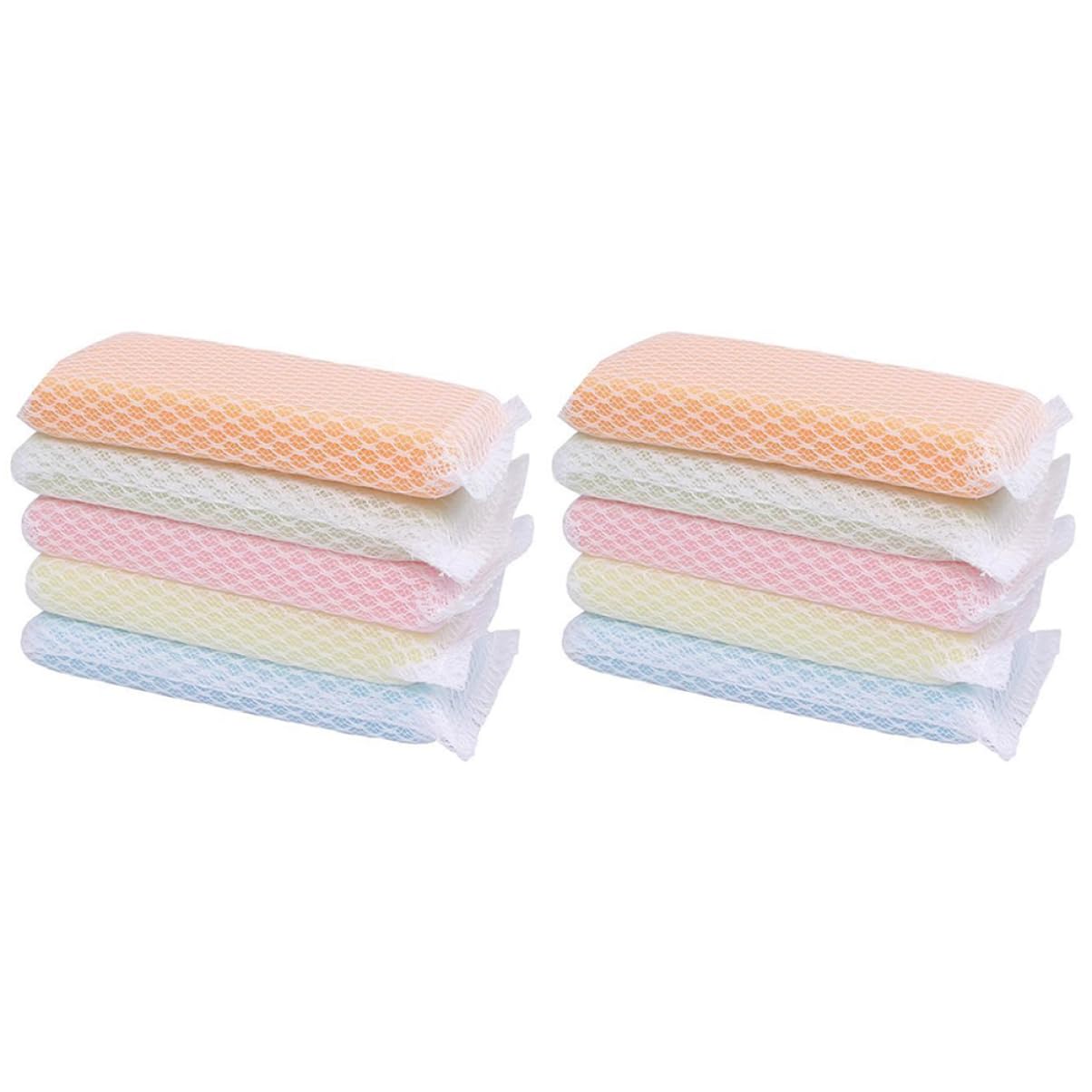 HOODANCOS Thick Kitchen Sponges 10 Pack Dish Washing Sponge Double Sided Scouring Rag Cleaning Pad Easy to Clean Random