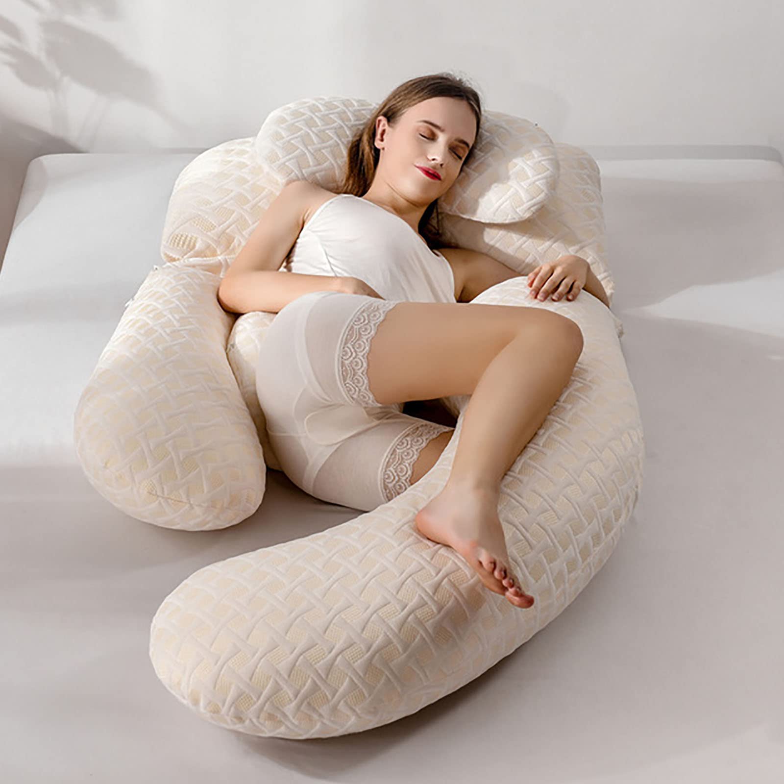 Embroidery Maternity Pillow Side-Sleeping Maternity Pillow U-Shaped Maternity Pillow with Abdomen Back Support