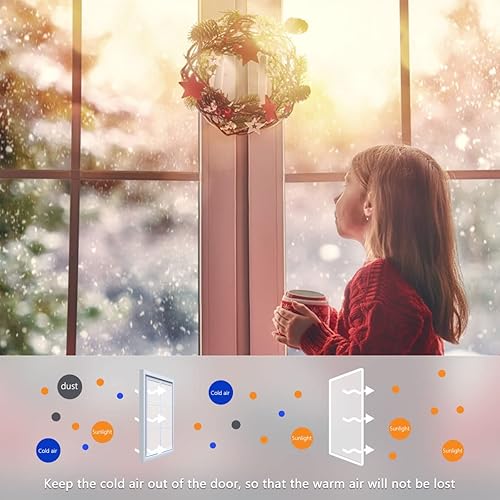 Miniatura 5 de Kit de aislamiento de ventana de 47 x 63 pulgadas, plástico de ventana para invierno, TPU ajustable con cinta de gancho adecuado para cubierta de