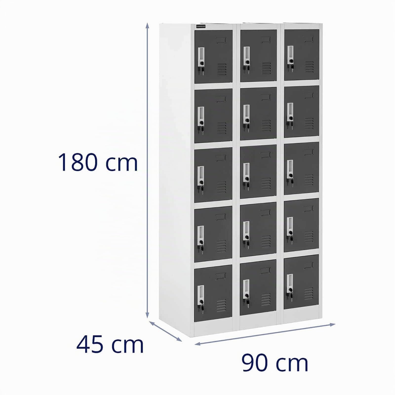 Fromm & Starck Armoire Vestiaire Métallique Casier À Casiers Métal Star_MCAB_17 (15 Casiers, Capacité 200 kg, Verrouillable, Tôle d'acier Laminée à Froid, 30 Clés)