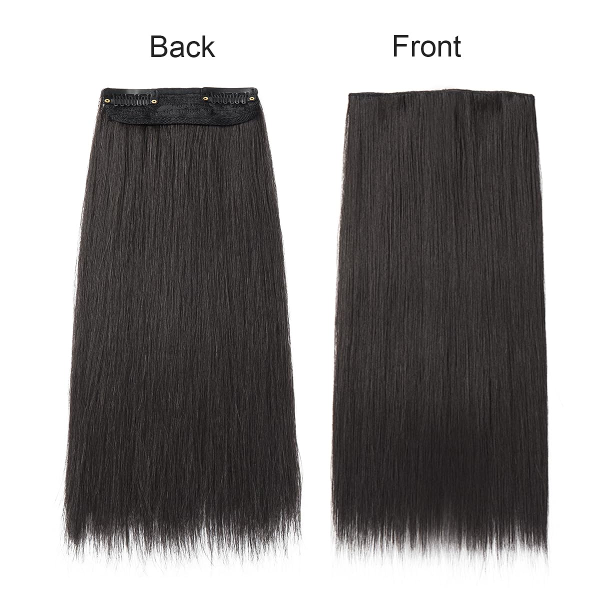 Yamel Clip in Hair Extensions 2 piece Set including 4 clips Short 8 inch Straight Synthetic Hairpieces for Women Hair Volumizing Darkest Brown - Image 2