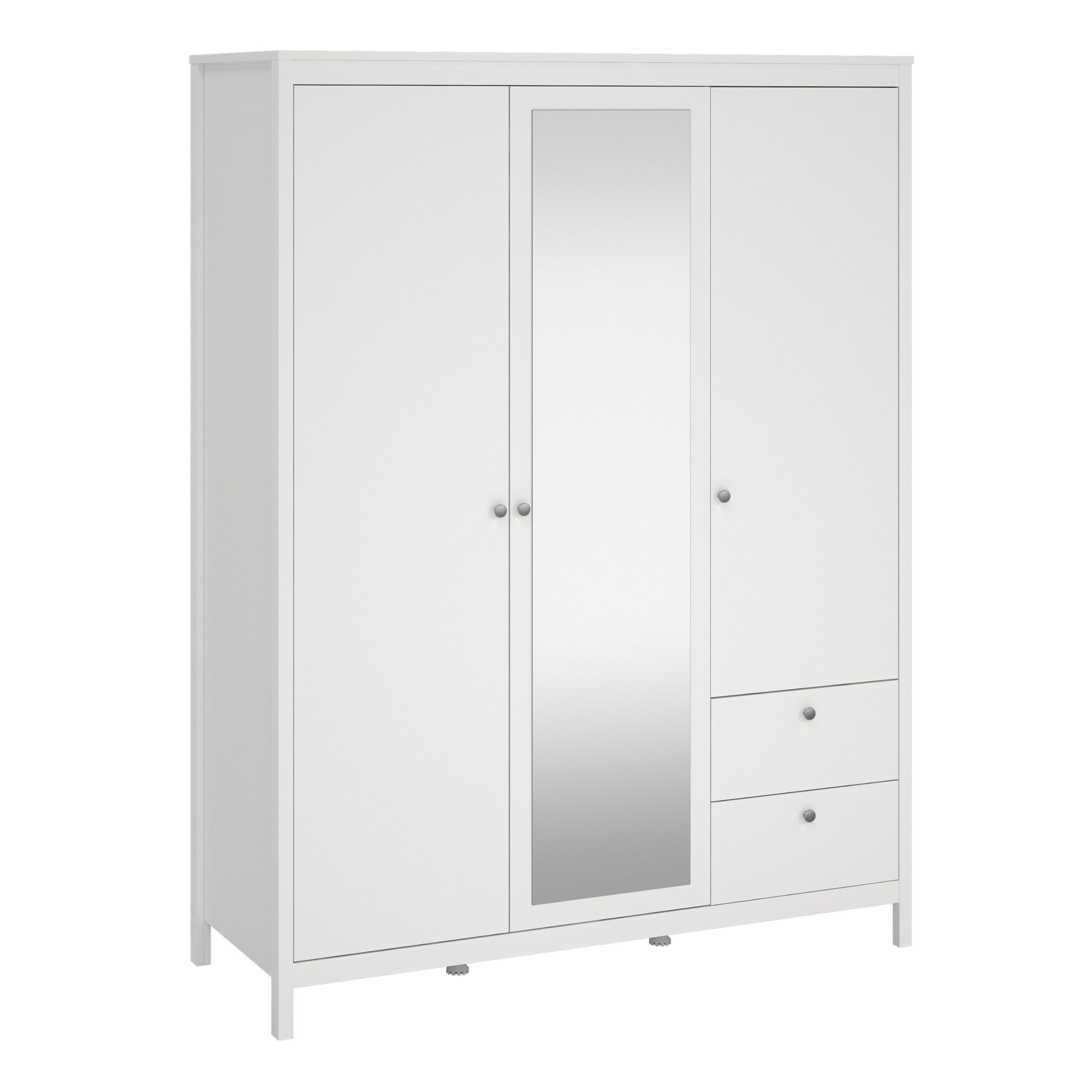 Furniture To Go | Madrid, Engineered Wood, White, Wardrobe with 2 Doors + 1 Mirror Door + 2 Drawers