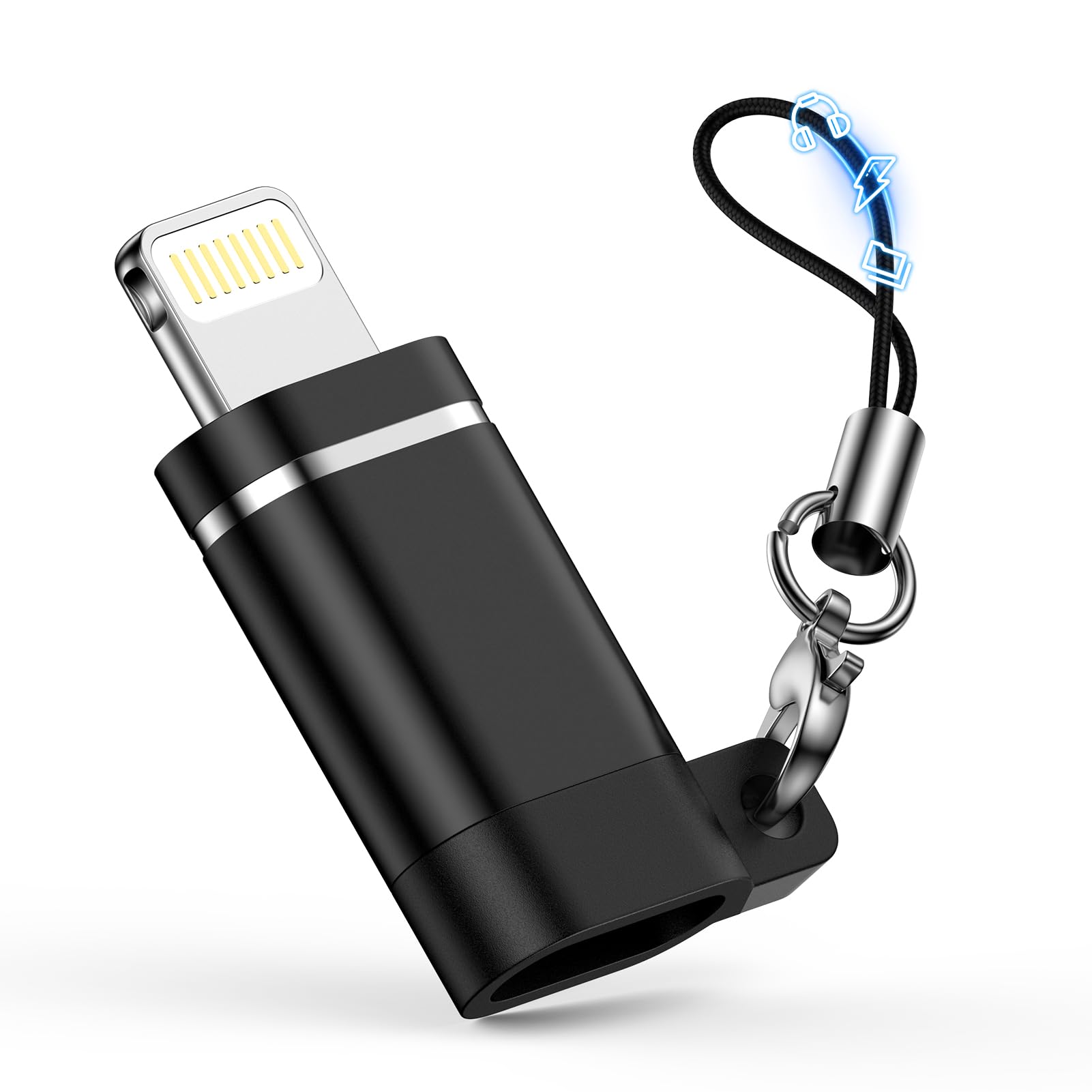 Type C to ライトニング 変換 アダプタ GAEF 【2025新登場】USB C iPhone 変換コネクター イヤホン 変換 4in1 多機能 急速充電/高速転送/OTG/オーディオ 音楽・音量調節対応 合金製 軽量小型 ストラップ付き 紛失防止 タイプc-Lightning 接続アダプタ iPhone14/13/12/11ProMax/iPad/iPodなどの機種に対応 (通話不可)