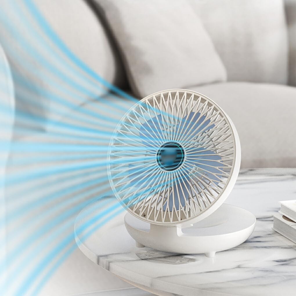 Ventilateur Silencieux Sans Perçage Lmoikesz Ventilateur Mural Pliable Silencieux Rechargeable – 3 Vitesses, Batterie 1200 MAh