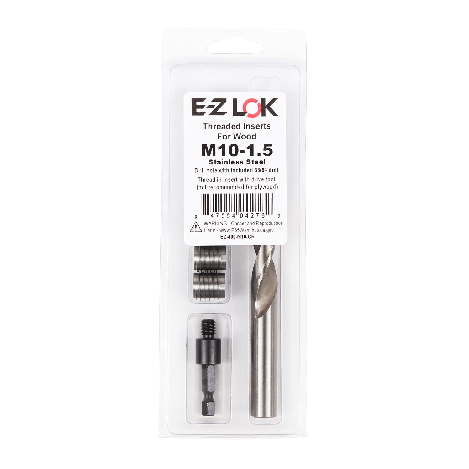 EZ LOK EZ400M10CR Threaded Inserts for Wood Installation Kit