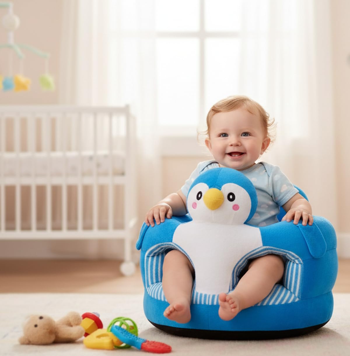 FLOATING DREAMS Baby Sofa Seat Or Rocking Chair for 0 to 3 Years Kids Supporting Training Seat for New Baby Born Babies & Girl Playing Sofa Soft Plush Cushion for Birthday Gift & Room Decoration 3