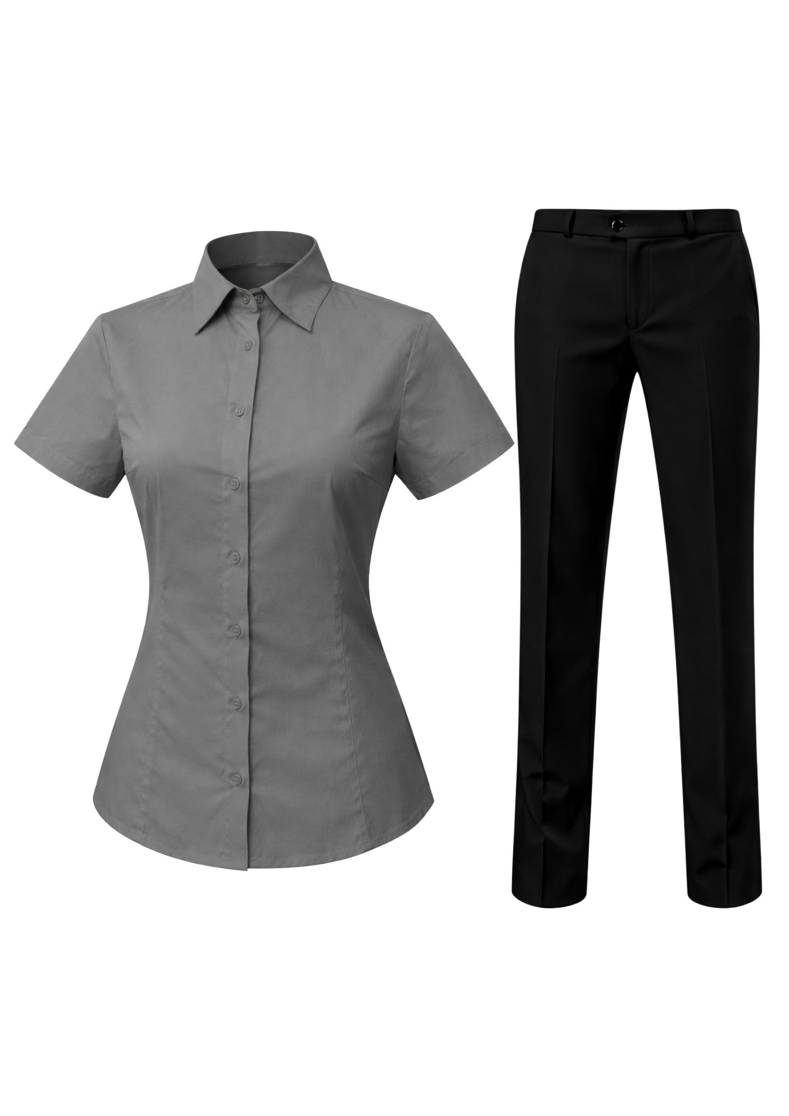 Victory Camisa Camarera Mujer Manga Corta y Pantalón Hostelería Barista Coctelería Chino - S826B&836
