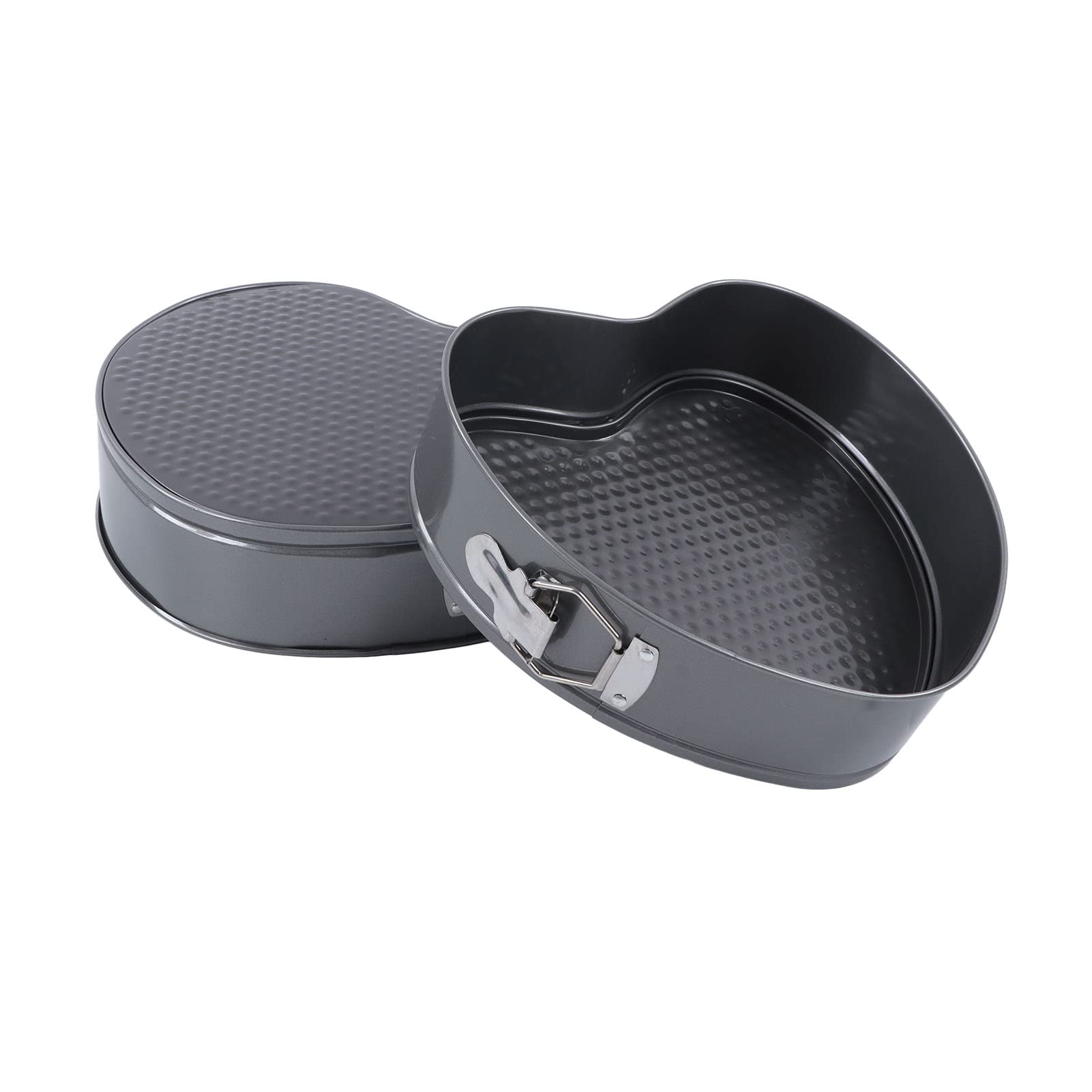 Juego de Moldes para Hornear Antiadherentes en Forma de Corazón, 6 Piezas con Hebilla de Resorte para Pasteles y Postres Perfectos, Acero Inoxidable Negro