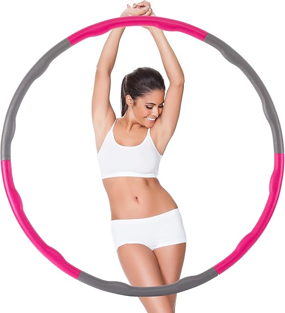 Ultrasport Hula Hoop, for strengthening back and abdominal muscles, 6 pieces that snap together, Easy assembly, Soft foam, Fewer bumps, For beginners and advanced users