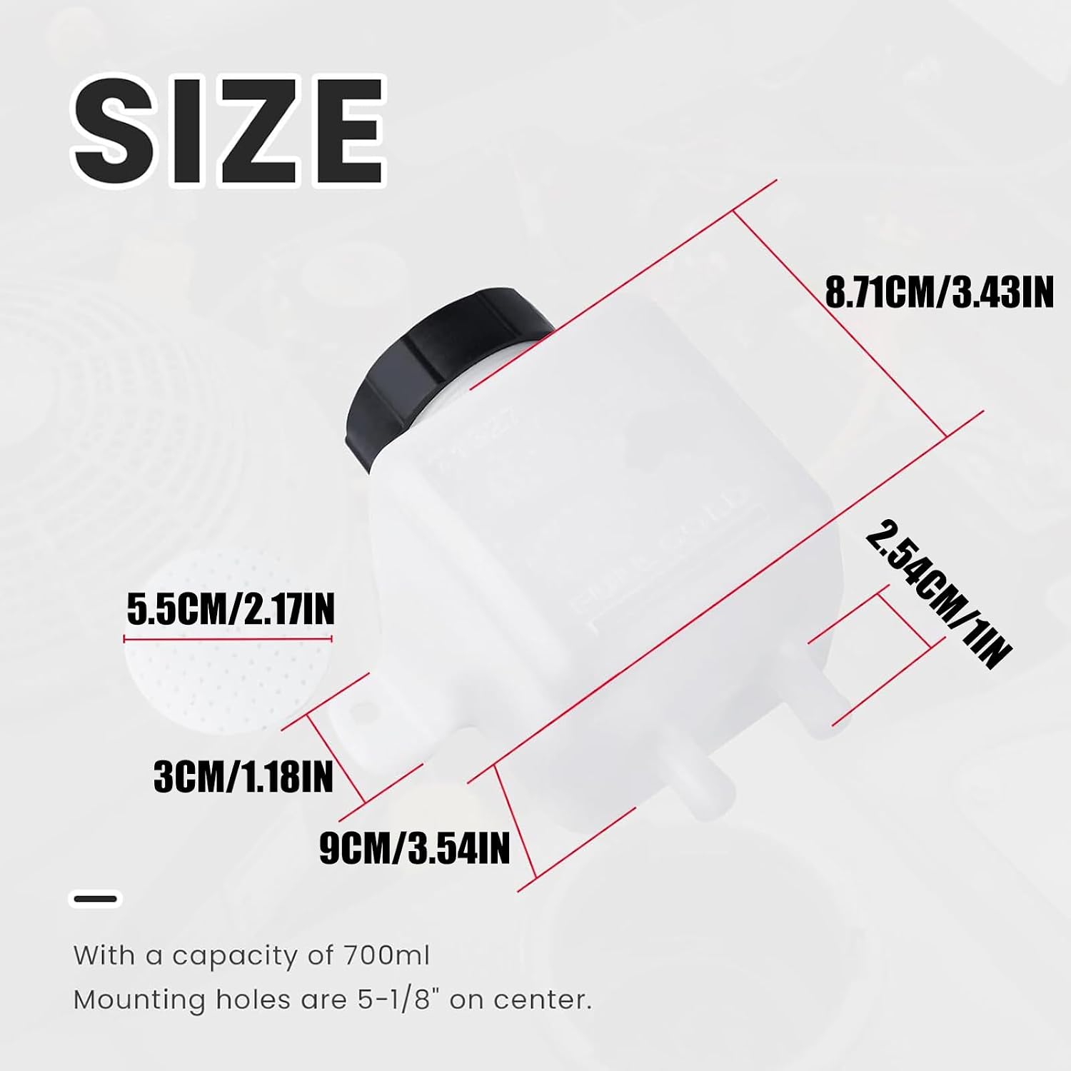 Replacement Hydraulic Fluid Tank 700ml for Mower, Expansion Reservoir for Small Engine Hydraulic, Oil Container
