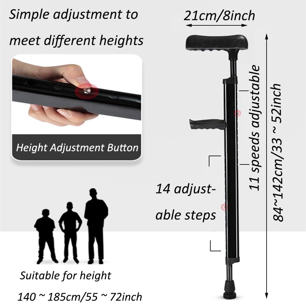 Muletas for axilas for adultos, muletas for codo, muletas ajustables for caminar(1pc Black)