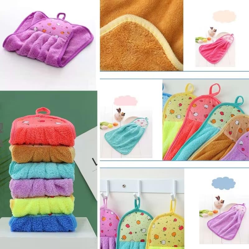 Image of Fezora Microfiber Hand Towels for Home & Kitchen - Anti-Bacterial Hanging Towels for Wash Basin, Soft Lint-Free Napkins for Hand Drying, Dish Cleaning & Everyday Use, Multicolor (Pack of 3)