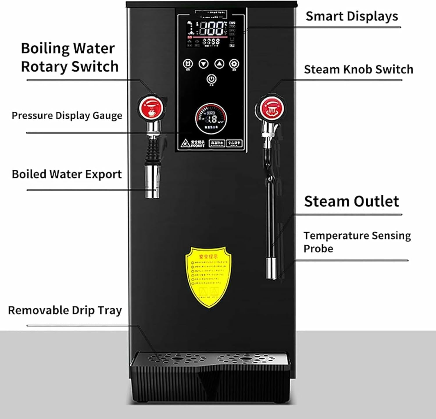 12L Multi-Purpose Milk Frother, Steam Milk Frothing Machine Full-Automatic Boiling,Electric Milk Foam Maker for Tea Coffee