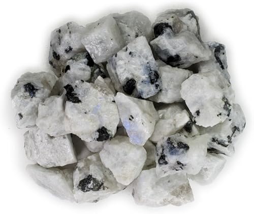 Hypnotic Gems Materiales: Piedras de piedra lunar arcoíris de 1 libra de la India - Cristales naturales crudos a granel para cabbing, pulir,