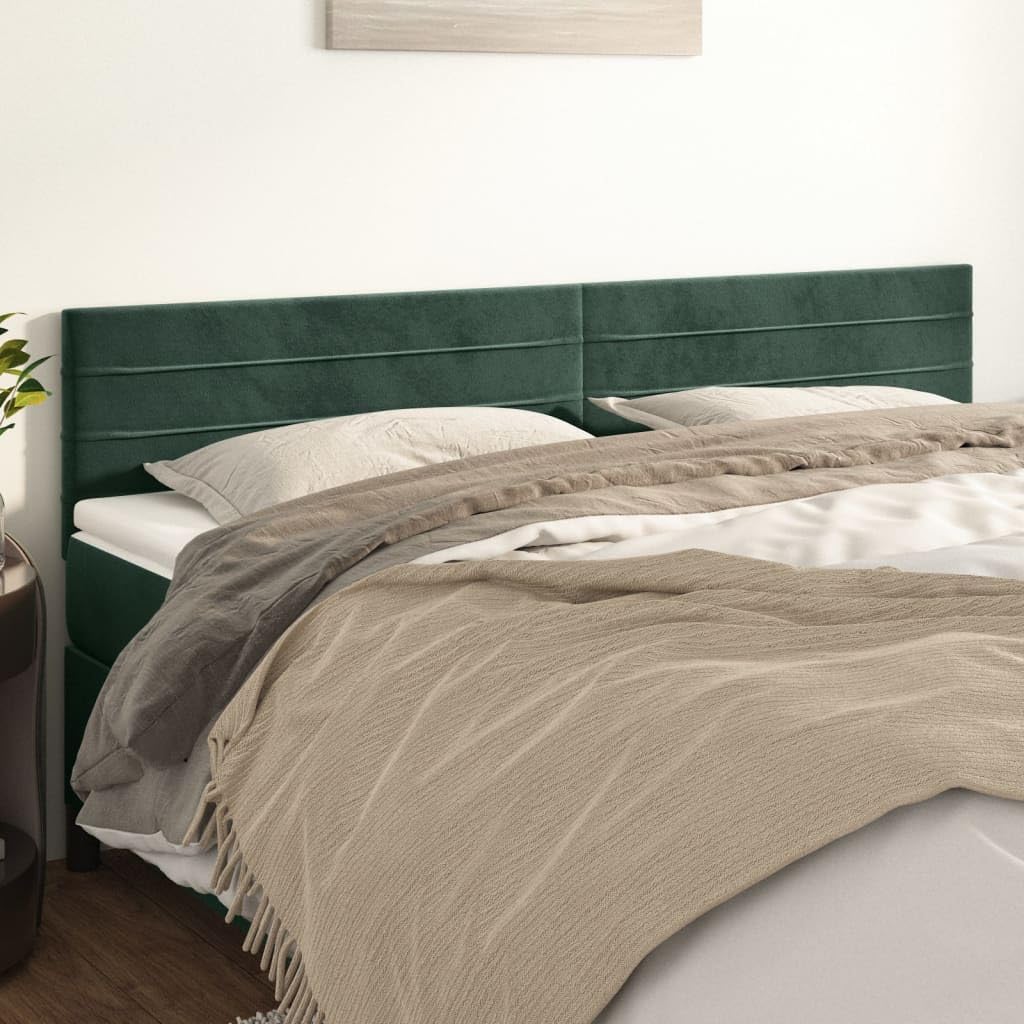 Tête de Lit Velours 2 pcs Excellent Soutien du Dos Meuble de Chambre à Coucher Décoration Intérieure Design Moderne et Élégant Vert Foncé 100x5x78/88 cm