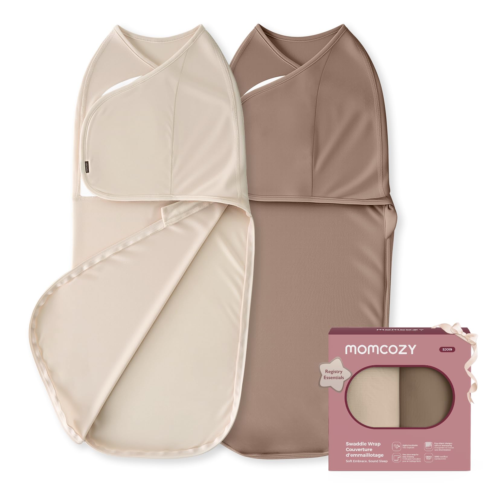 momcozy Swaddles for Newborns 0-3 Months, Quiet Fastener Swaddle Wrap, Easy for New Parents, Reduces Startle Reflex, 2-Pack, Bloom — view 10