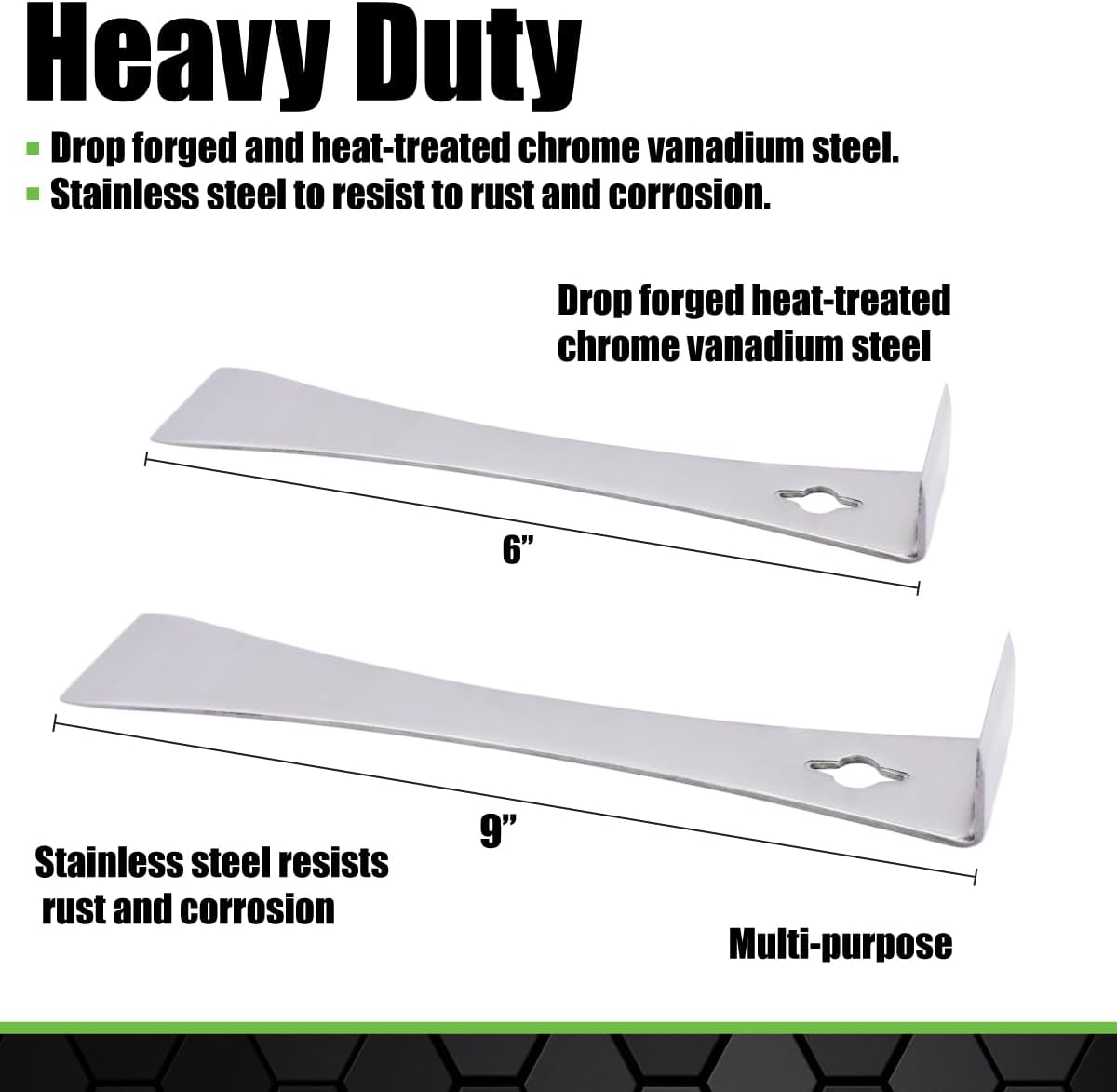 Grip 2 pc Stainless Steel Pry Bar & Scraper Set - 6" and 9" Pry Bar & Scraper - Removes Molding Around Doors, Flooring, Windows - Home, Garage, Barn, Workshop