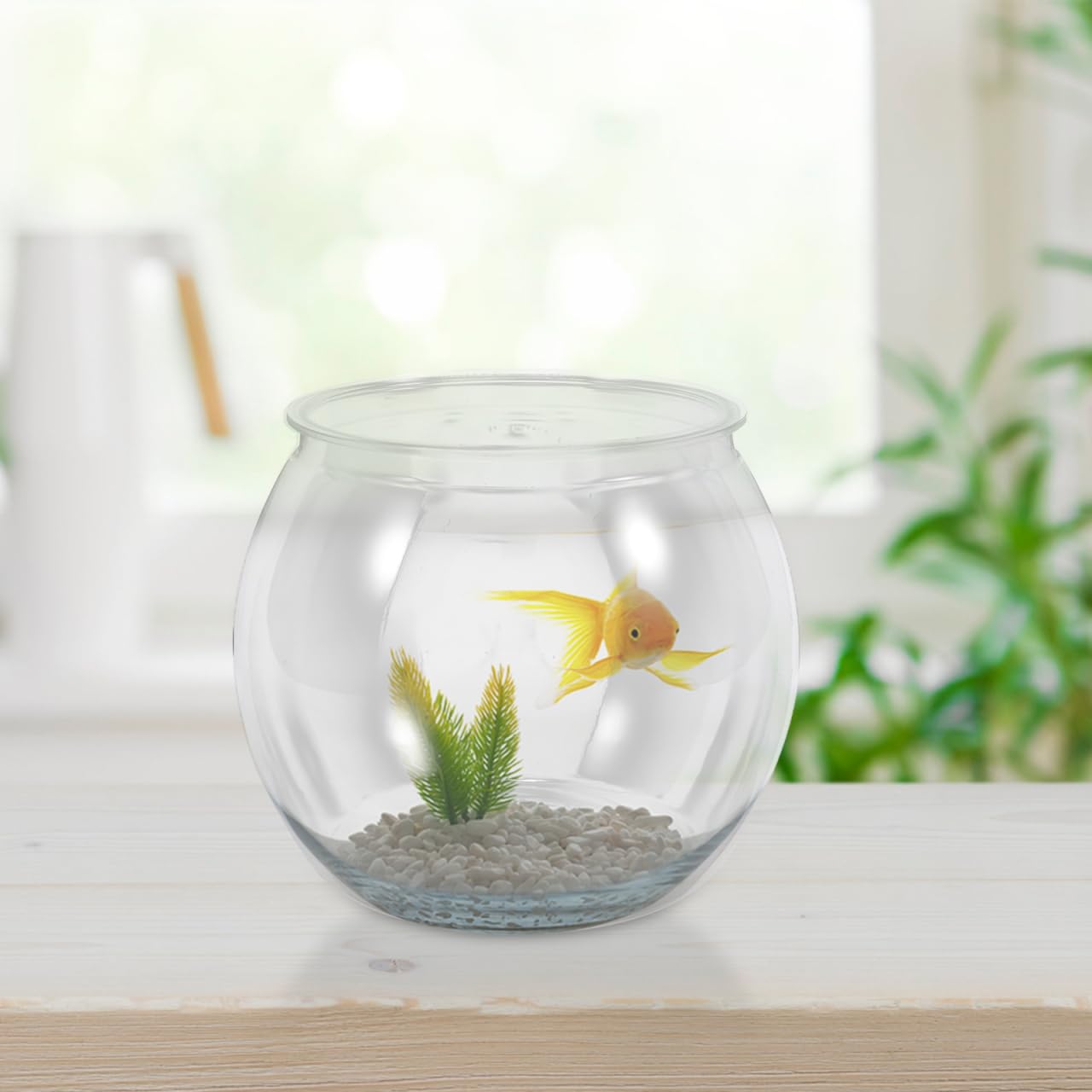 Bol À Poisson Transparent Petit Aquarium Rond en Plastique Bocal À Poissons pour Betta Facile À Nettoyer pour Poissons Tortues Et Petits Reptiles Décoration Maison Bureau