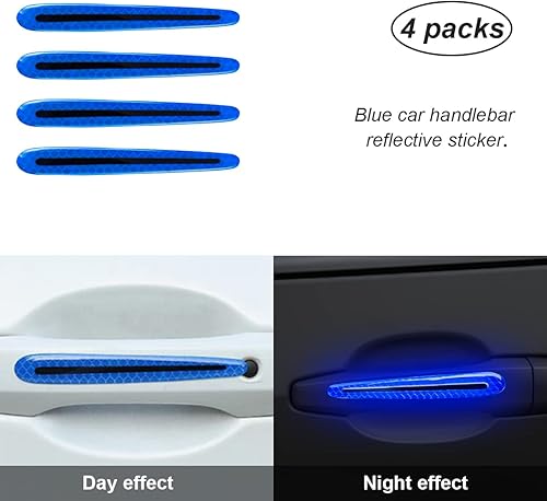 Miniatura 5 de 4 calcomanías reflectantes para manija de puerta de automóvil, películas protectoras 3D para manija de vasos, calcomanías de advertencia de