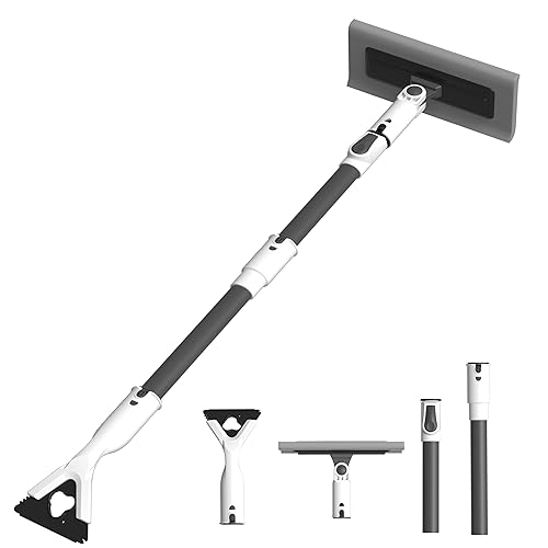 Eakertte 47.3" Ice Scrapers for Car Windshield, EVA Foam Snow Brush for Car, Heavy Duty Snow Broom & Squeegee with 180° Pivoting Head, Scratch-Free Extendable Snow Pusher for Car, SUV, Truck