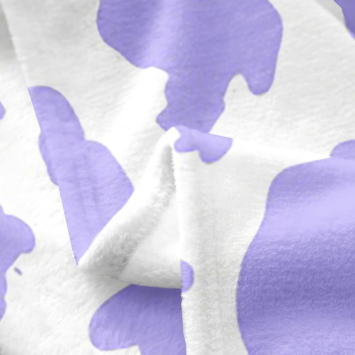 Feelyou Cow Print Plush Throw Blanket Queen 90"x90" Kids Purple White Flannel Fleece Blanket for Sofa Couch Boys Girls Teens Cartoon Milk Cow All Season Bed Blanket Animal Farmhouse