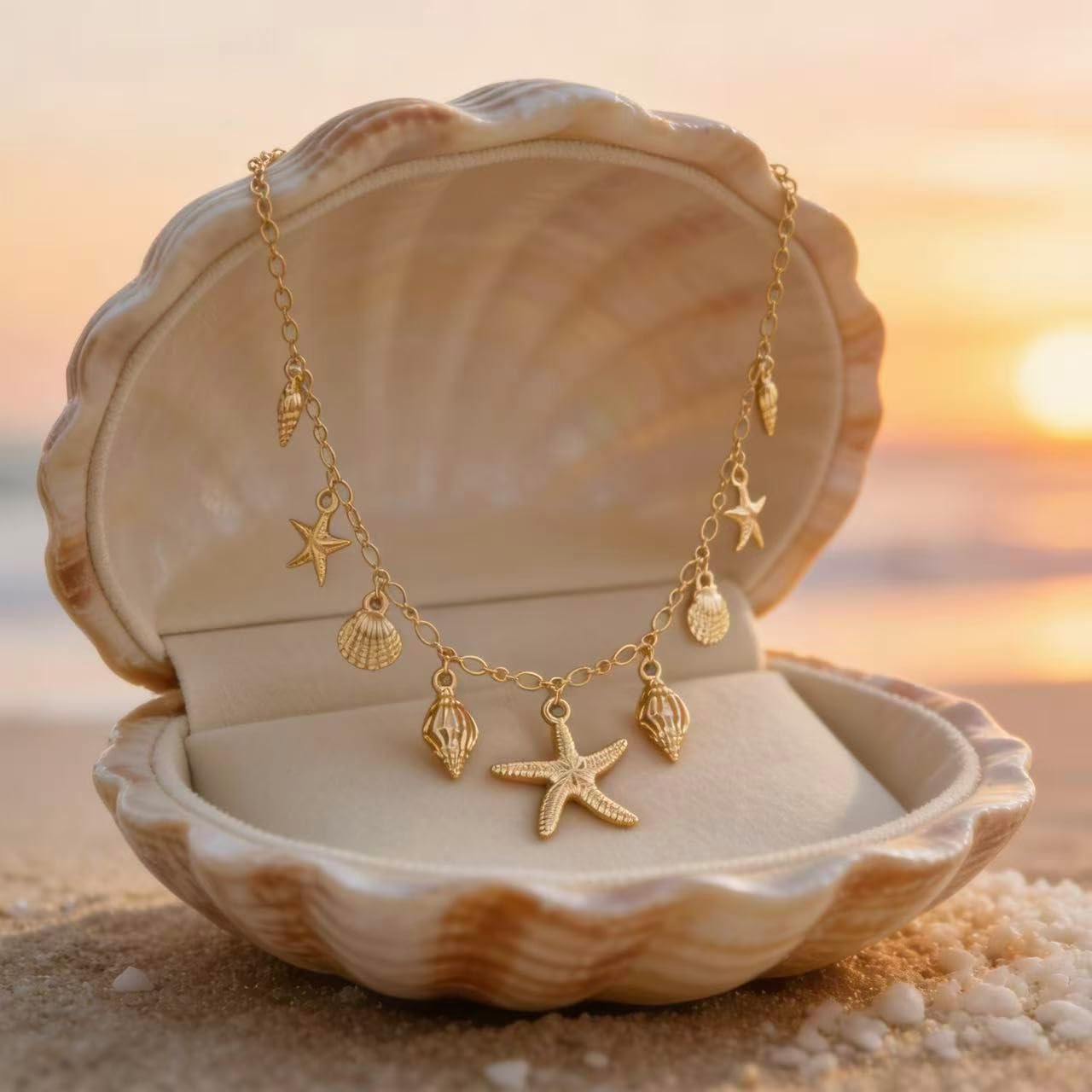Boho Starfish Shell Choker Necklace | Summer Beach Ocean Inspired Jewelry for Women
