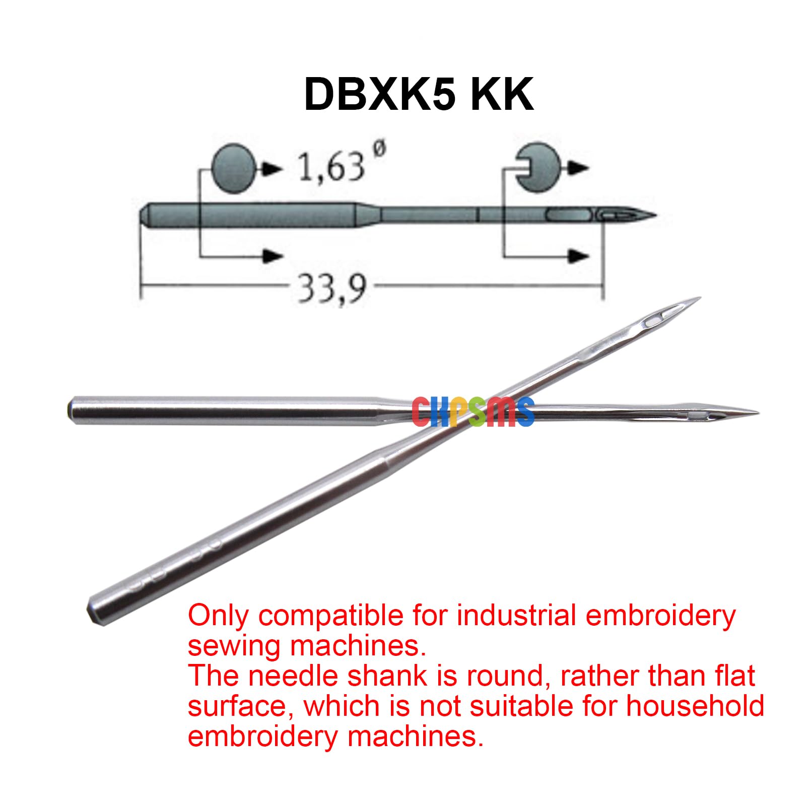 Groz-Beckert Nadel, Groz-Beckert DBXK5 KK-Nadeln in einer transparenten Kunststoffbox für kommerzielle 3D-Stickerei und Pailletten (80/12), 100 Stück