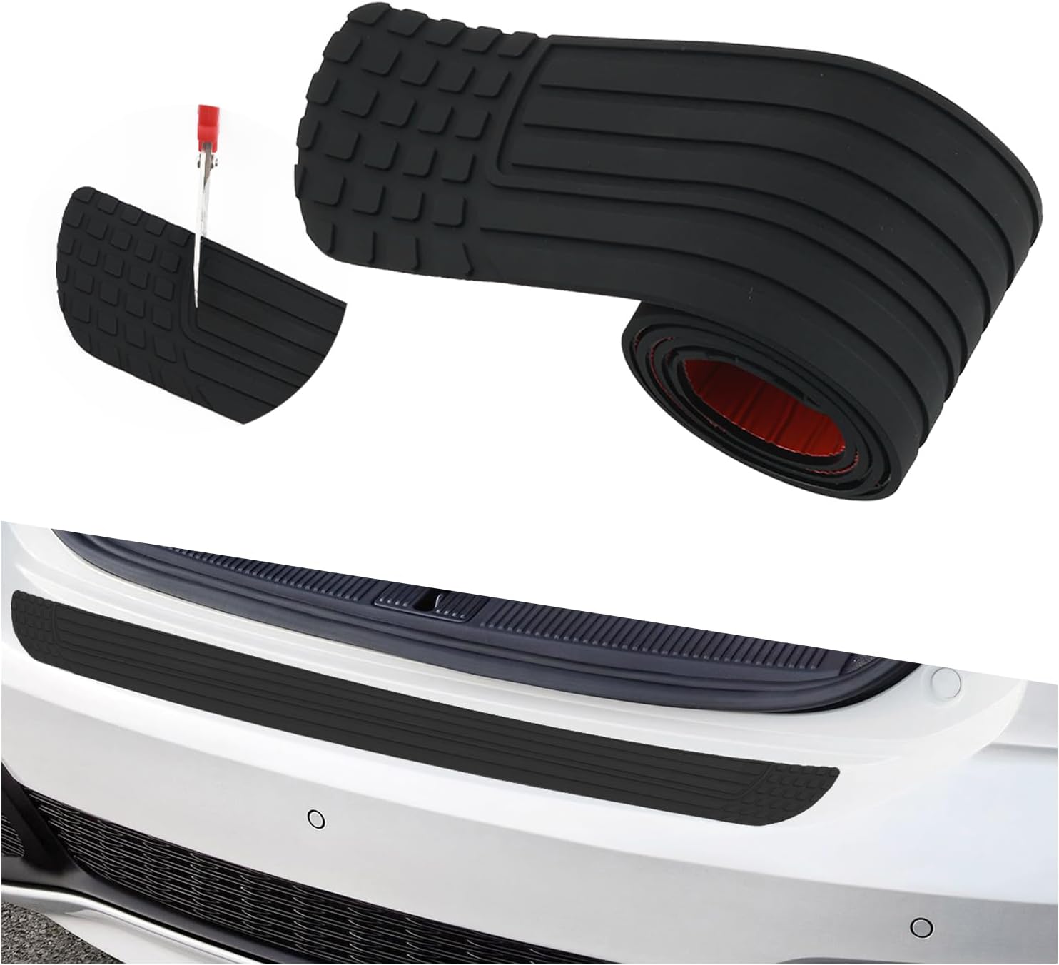 Cuttable Rear Bumper Protector for Car,40.35x3.3 Trunk Bumper Guards with Anti-Skid Textured to Avoid Scratches in Original Paint,Upgraded Car Accessories Rear Bumpers Cover
