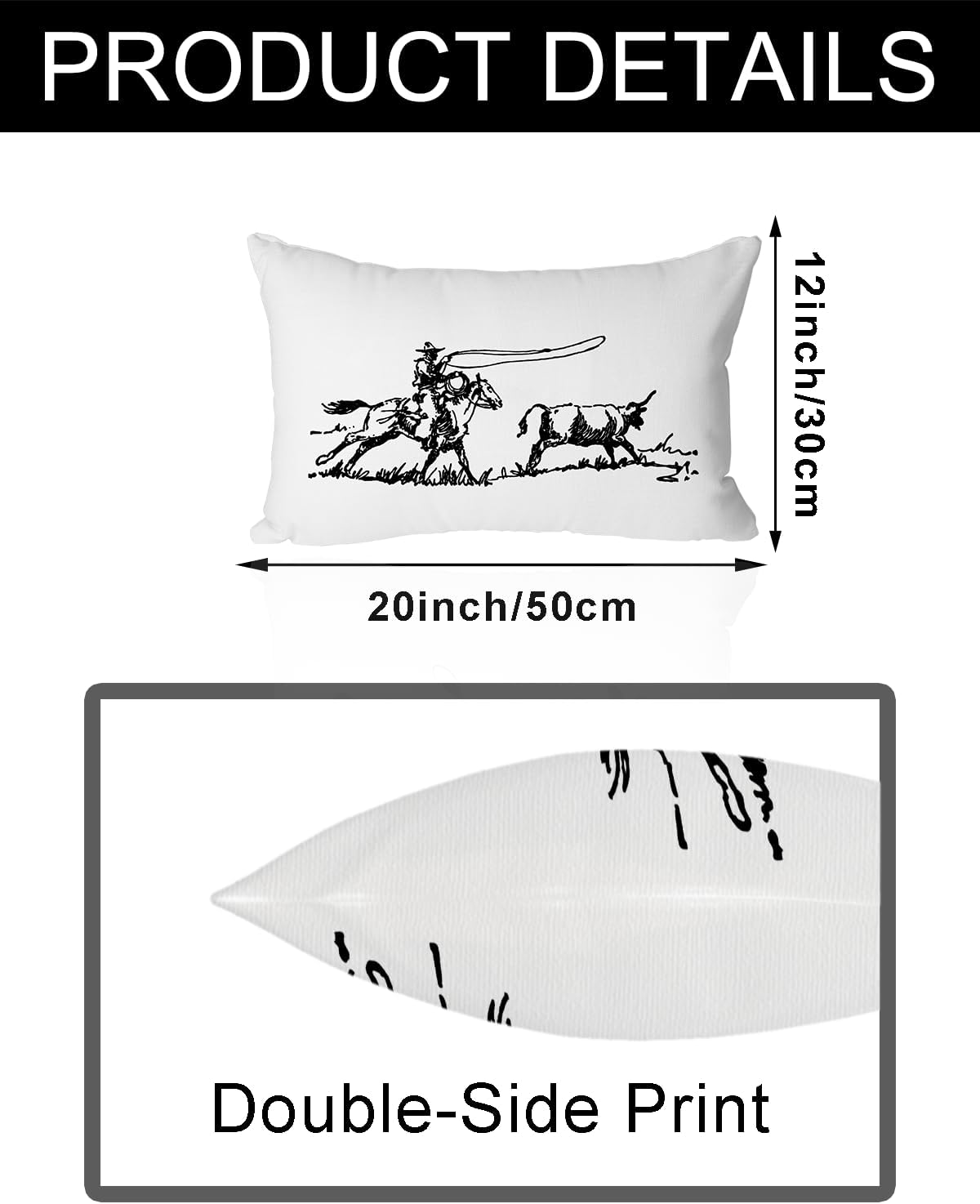 Western Pillows Covers 12x20 Inch - Rodeo Cowboy Themed Throw Pillowcase, Durable Decorative Cushion Cover for Rustic Home Decor, Living Room, and Bedroom Accessories - Image 6