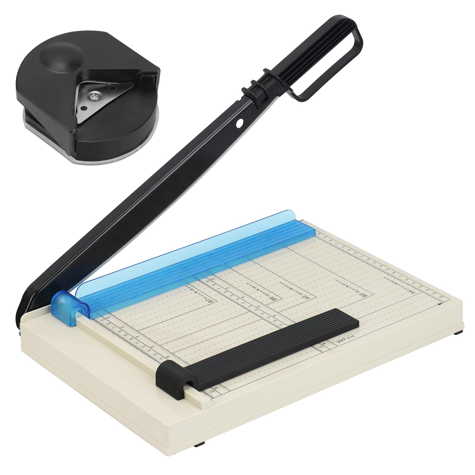 Guillotine Paper Cutter A4, 12" Guillotine for A4/A5/B5, Heavy Duty 12 Sheet Capacity with Titanium Blade, Corner Rounder & Safety Guard, Precision Trimmer for Cardstock, Photos, Labels & Crafts