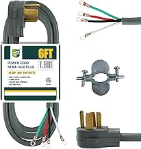 EP 4 Prong Dryer Cord, 6 ft 10/4 SRDT, 30Amp Appliance Extension Power Cord, NEMA 14-30, Grey