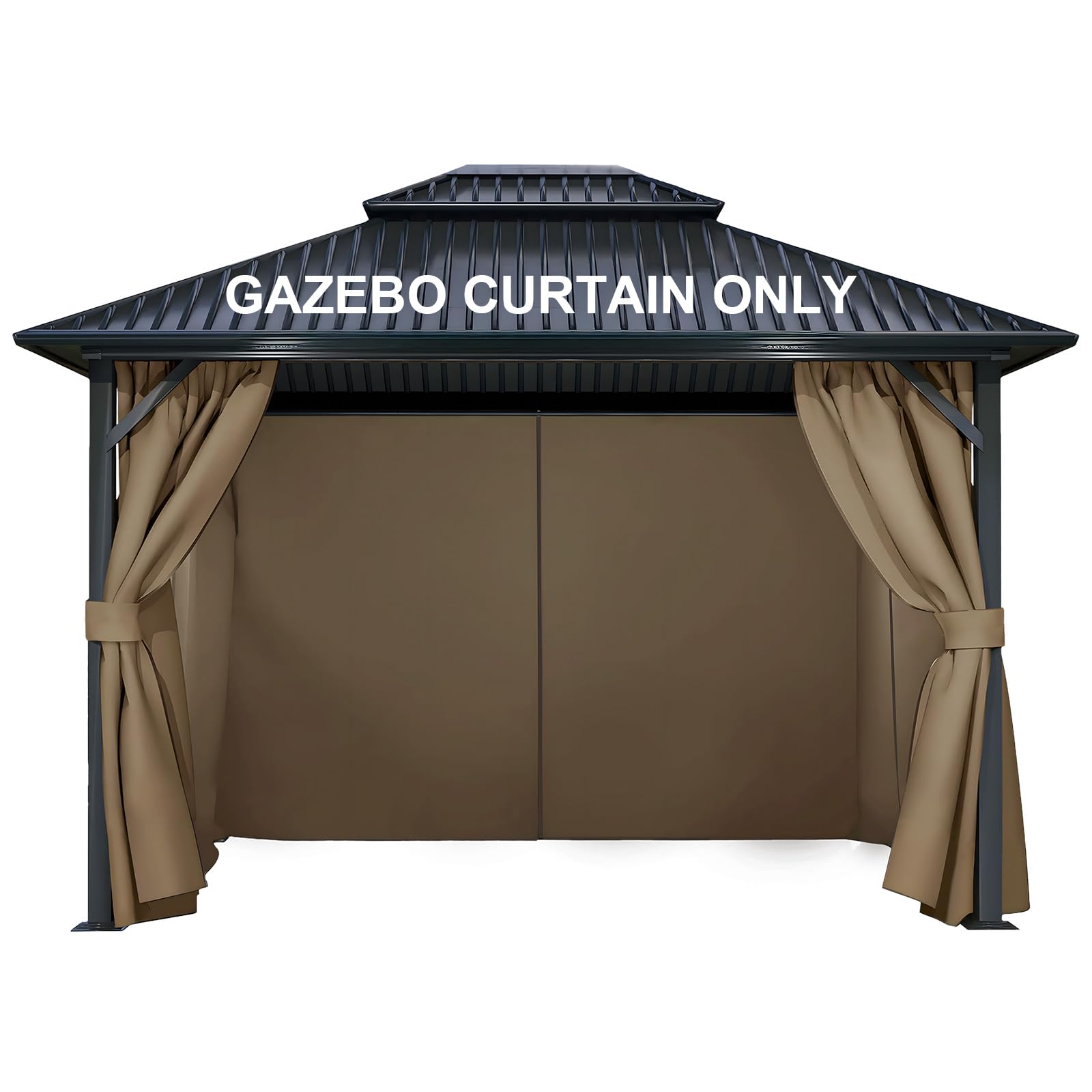 COWVIE 4-Panel 12' x 14' Gazebo Replacement Curtains, Patio Privacy Sidewalls with Double Zipper