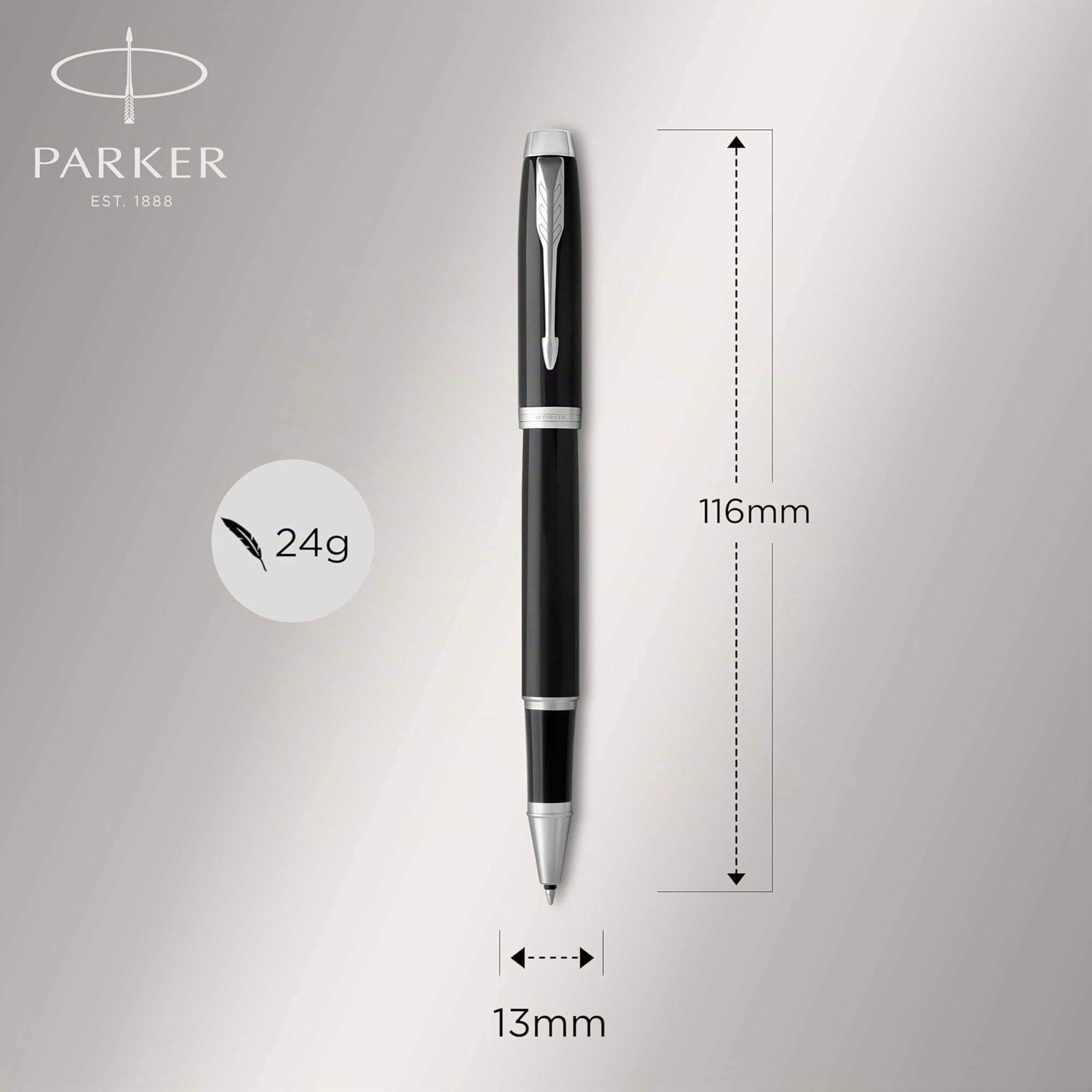 Parker IM Rollerball Pen Fine Point Black Ink Black Lacquer Chrome Trim