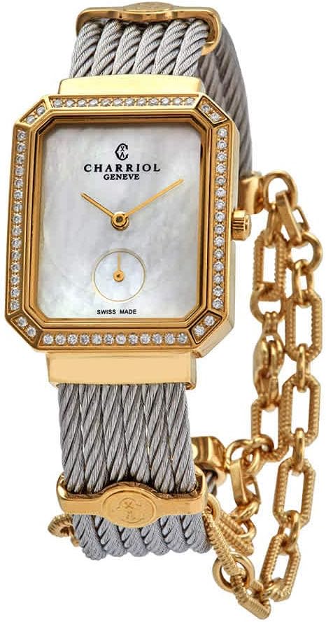 Charriol St. Tropez Mansart Quartz Diamond White Mother of Pearl Dial Ladies Watch STREYD1.560.004