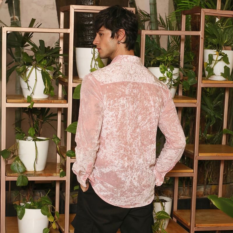 Image of CAHOOT Men's Olive Shirt Casual Wear | Shawl Collar | Long Sleeve | Button Closure | Shirt Crafted with Comfort Fit for Everyday Wear