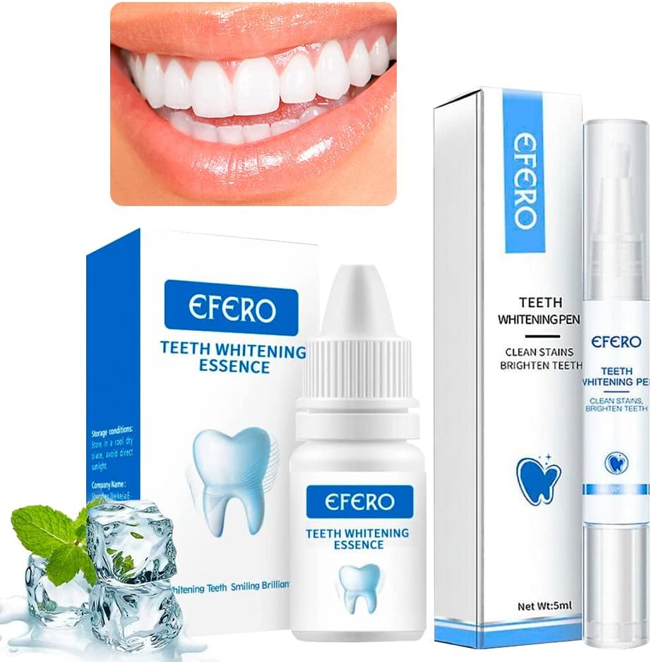 KANZA - Teeth Whitening Essence and Pen Set | Oral Hygiene, Tooth Bleaching | Fast-Acting Whitener | Cleaning Serum | Nourishing Agent, Removes Plaque Stains