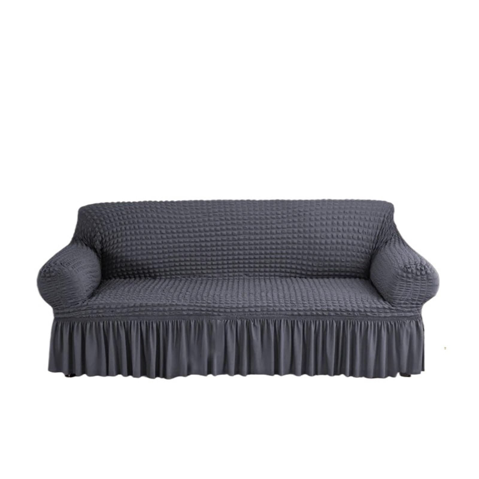 CHAKEUZND sofa slipcovers， Sofa Slipcovers With Skirt High Elastic Bubble Net 1/2/3/4 Seater Multicolor(Dark Gray,3 seater)
