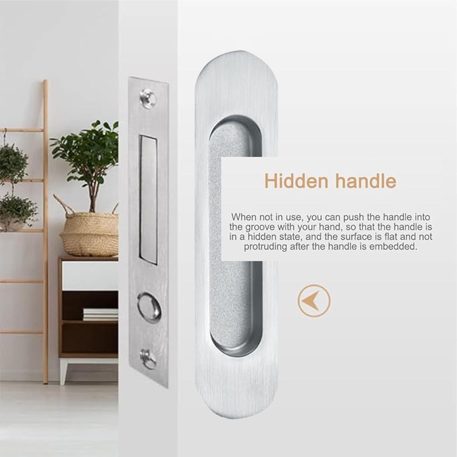 Recessed Finger Flush Pulls with Edge Pull,Sliding Door Handle Hardware,Pocket Door Hardware Set for Pocket Door, Barn Door Handle (Silver, 6.2Inch)