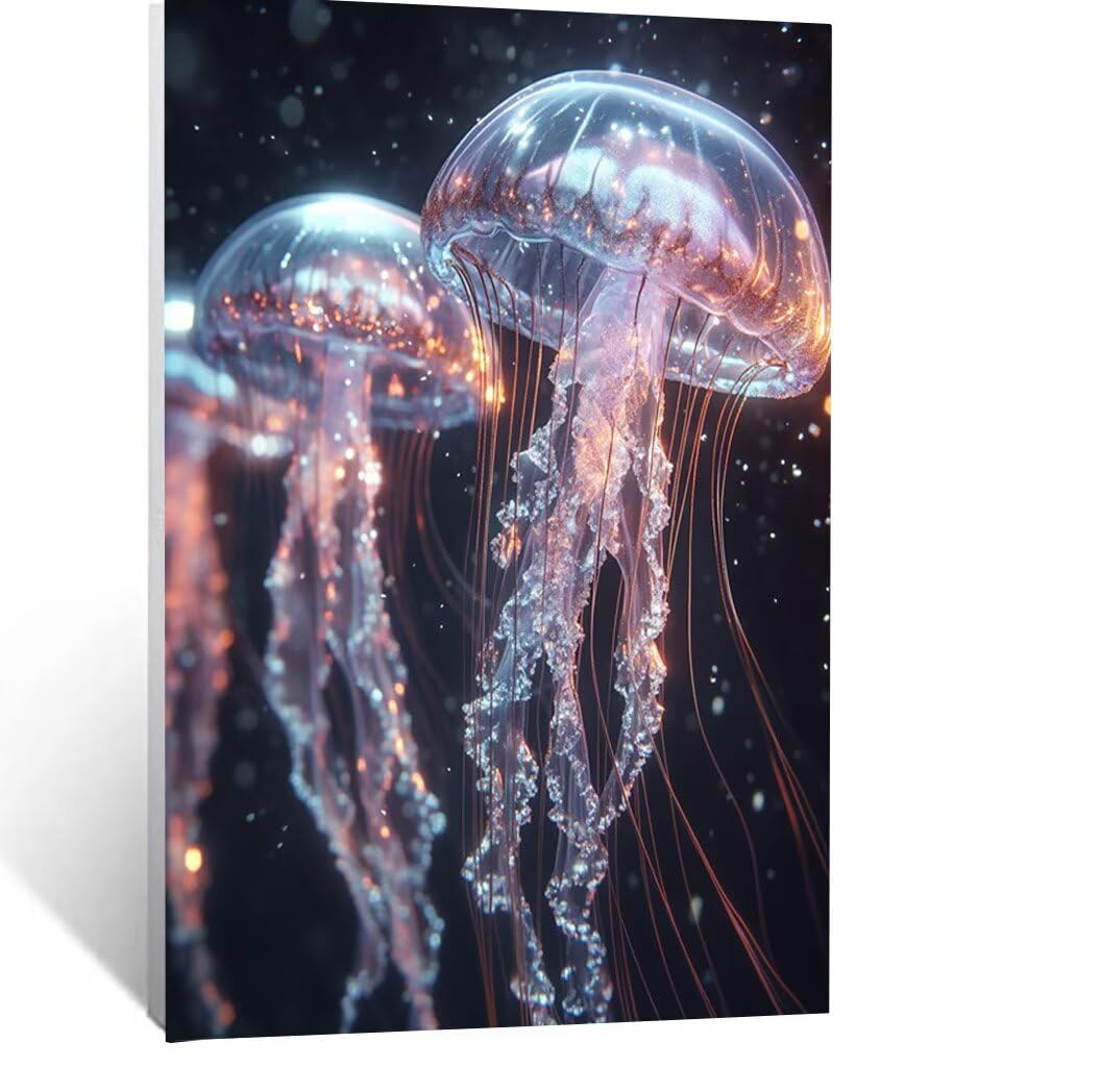 Malowanie numerów dorosłych zwierząt, płótno malarstwo cyfrowe dziecko początkujący meduza, płótno pełny zestaw dla dorosłych 100 x 150 cm z pędzlami i akrylem, DIY Malowanie według numerów do