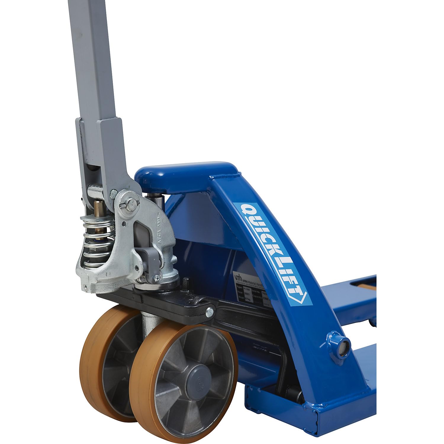 eurokraft pro | Paletthubwagen mit QuickLift | Polyurethan Rollenausstattung, Gabellänge 810 mm