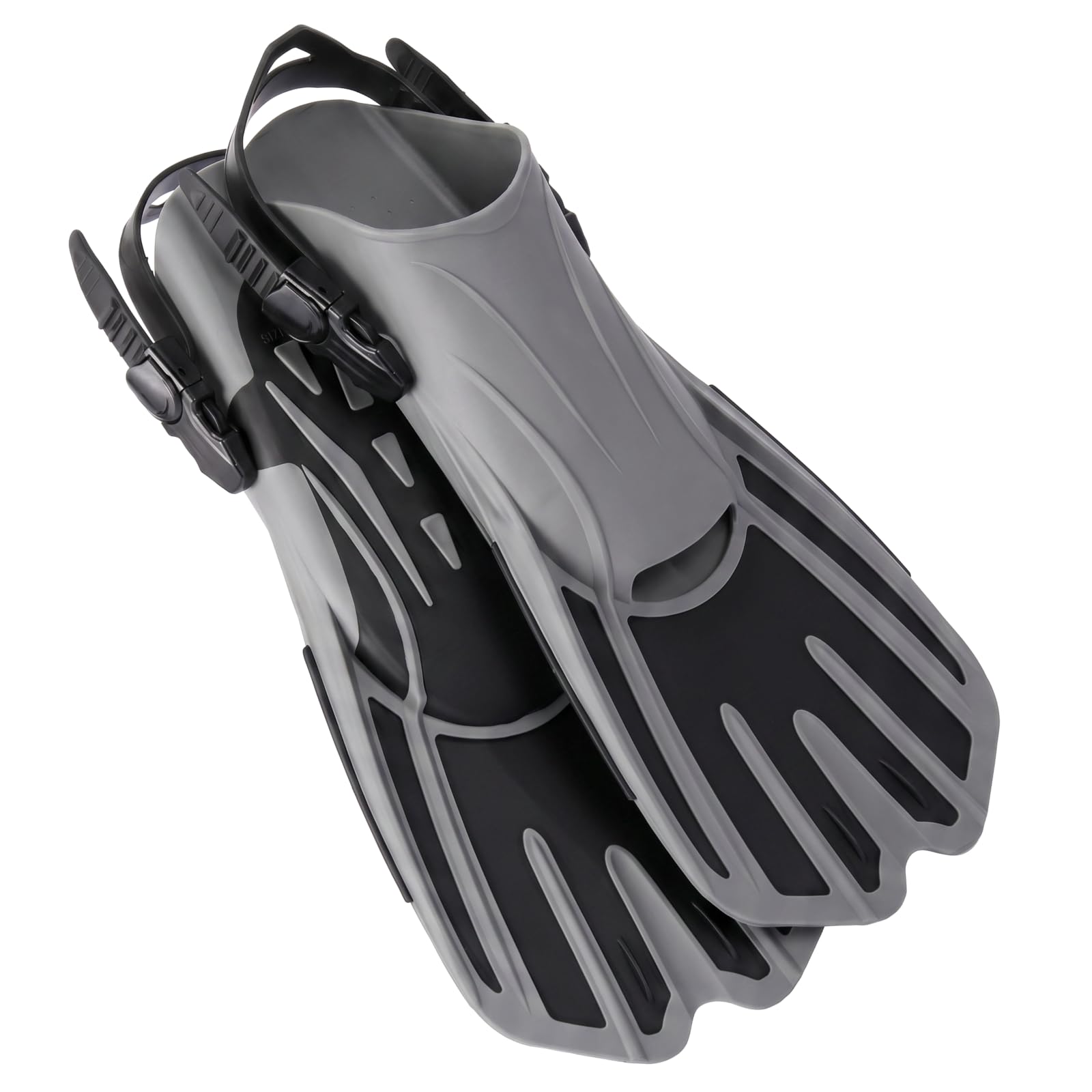 TOMSHOO Aletas de snorkel cortas ajustables con talón abierto para adultos, hombres, mujeres para bucear, bucear, viajar