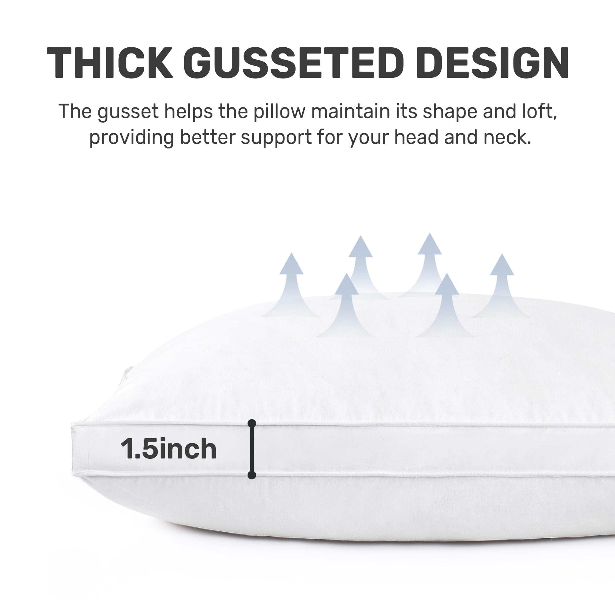 UNIKOME Almohadas De Plumas 50x75 Cm Pack De 2 – Relleno De Plumón Y Plumas De Ganso, Funda 100% Algodón, Lavable