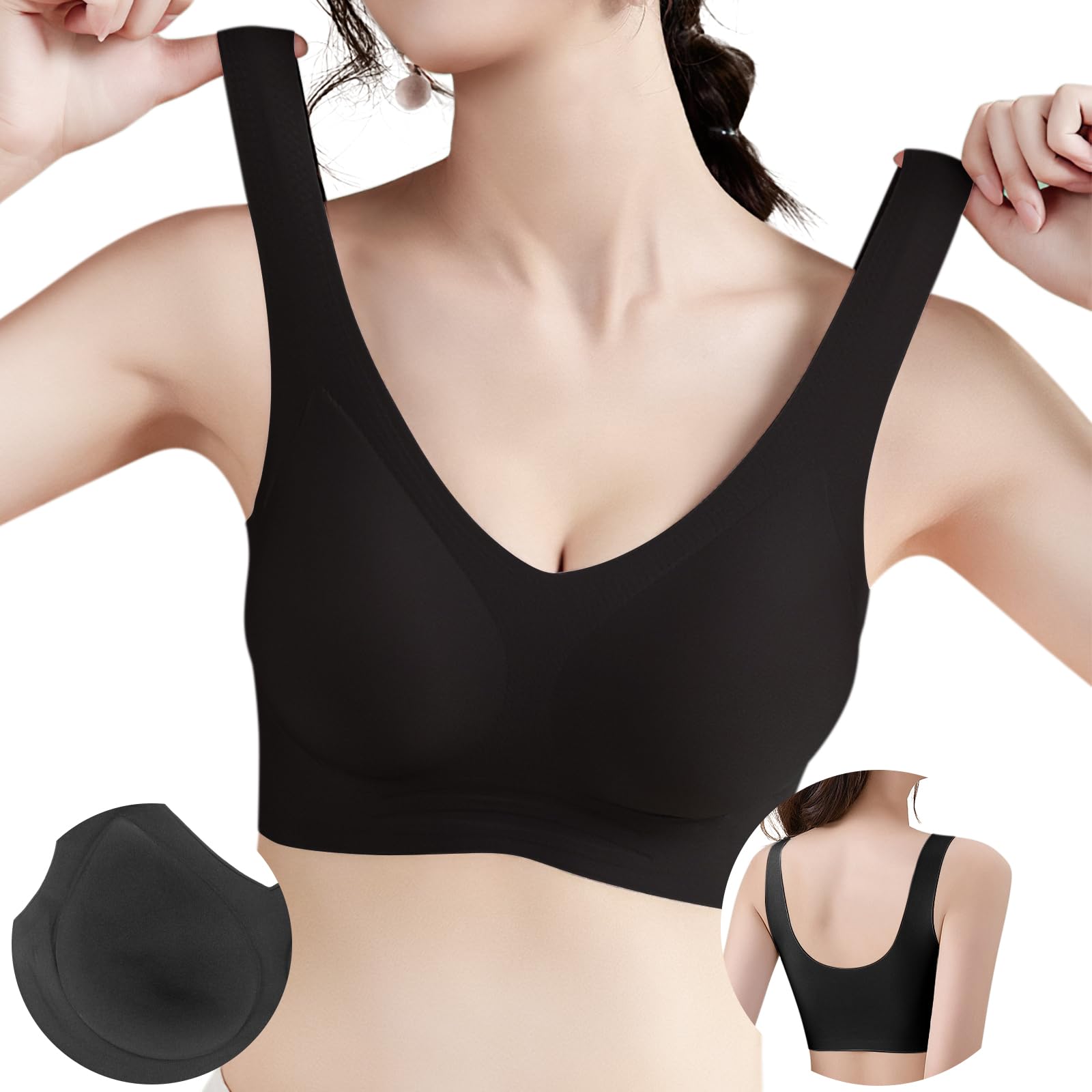 Professional Bust Salon Supervision, Wireless Bra, Seamless Bra, Revolutionary Fixed Cup, Won't Deform Shape, Improved Cleanliness, Wireless, High Underarm Design, Sweat Absorbent, Quick