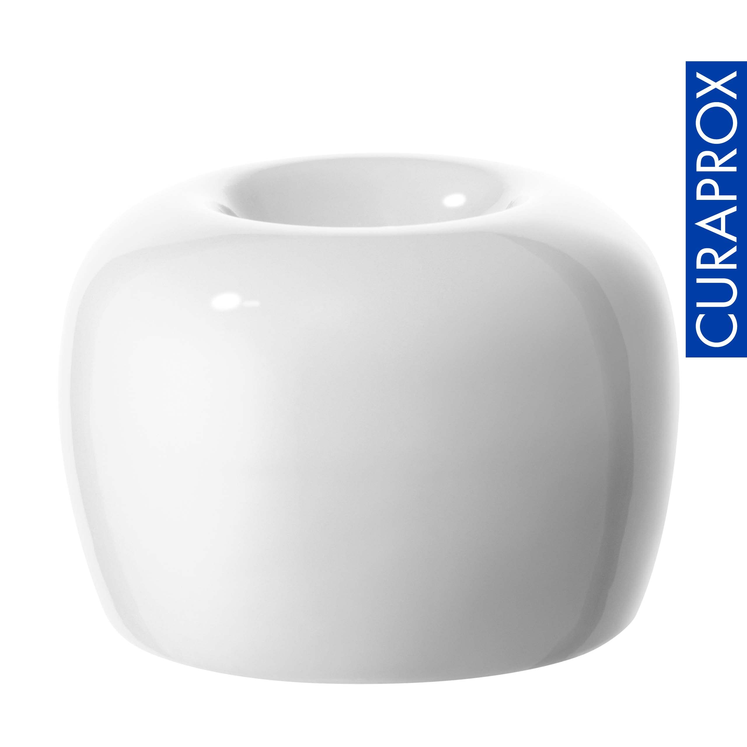 Curaprox Toothbrush Holder - Ceramic Stand for Manual & Electric Toothbrushes, White, 1 stück (1er Pack) - Image 2