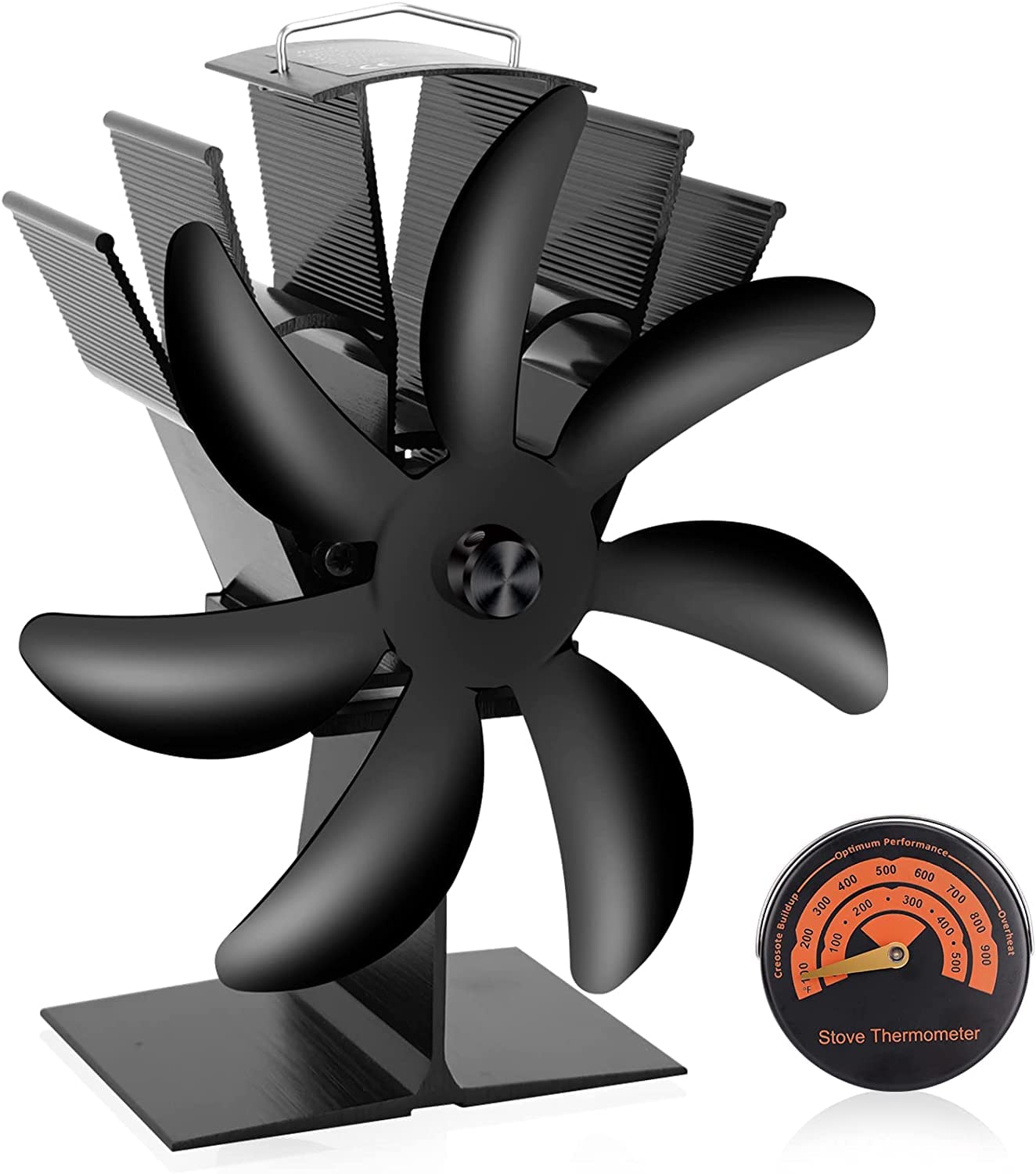 SOPPY 7 Blades Fireplace Fan with Thermometer, Heat-Powered Fan Stove Fan  Heating Fan, No Electricity, Heat Operated, Quiet Fireplace Fan for  Fireplace, Wood Stove : Amazon.de: DIY u0026 Tools